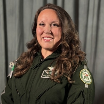 A headshot of Santana Olvera in her Air Med uniform